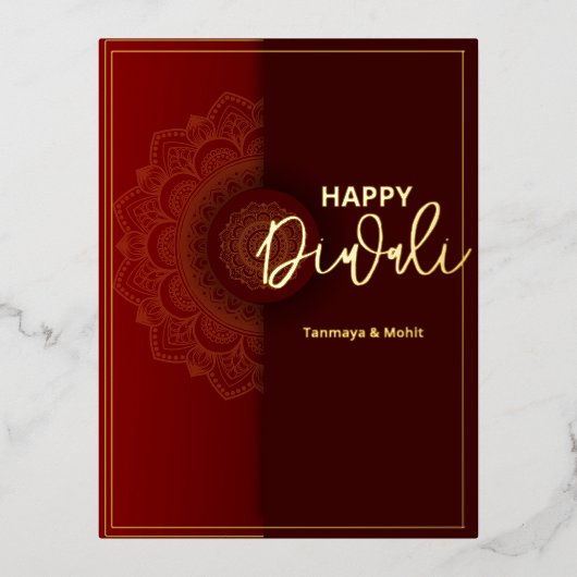 Diwali Grüße Folien Feiertagspostkarte (Vorderseite)