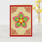 Diwali Grüße rangoli Karte (Gelbe Blume)