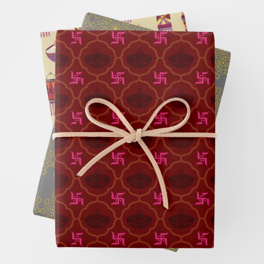 Diwali, indisches Motiv Geschenkverpackung 3 Blätt Geschenkpapier Set (Beispiel)
