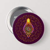 Diwali Jeweled Diya Candle Design Mandala Lila Button (Vorne & Hinten)