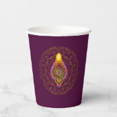 Diwali Jeweled Diya Candle Design Mandala Lila Pappbecher (Rückseite)
