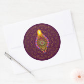 Diwali Jeweled Diya Candle Design Mandala Lila Runder Aufkleber (Umschlag)