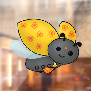 Diwali Ladybug mit Deepa Fensteraufkleber