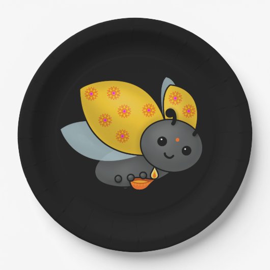 Diwali Ladybug mit Deepa Pappteller (Vorderseite)