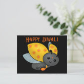 Diwali Ladybug mit Deepa Postkarte (Stehend Vorderseite)