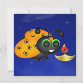 Diwali Ladybug mit Dipa in der Sternennacht Einladung (Rückseite)