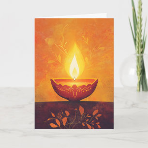 Diwali Lamp Light Orange Feiertagskarte