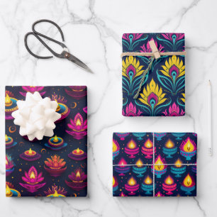 Diwali-Lichterfest Geschenkpapier Set