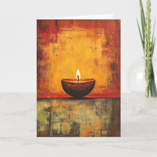 Diwali Light Lamp Retro Feiertagskarte (Vorderseite)