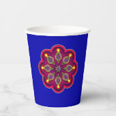 Diwali Lila Diya Flame Lotus Mandala Blue Pappbecher (Vorderseite)
