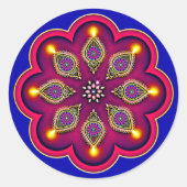 Diwali Lila Diya Flame Lotus Mandala Blue Runder Aufkleber (Vorderseite)