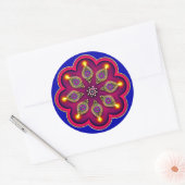 Diwali Lila Diya Flame Lotus Mandala Blue Runder Aufkleber (Umschlag)