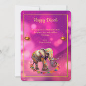 Diwali Lila Gold Elephant Lampen Feiertagskarte (Vorderseite)