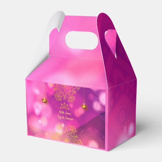 Diwali Lila Gold Mandala Lamps Geschenkschachtel (Rückseite)