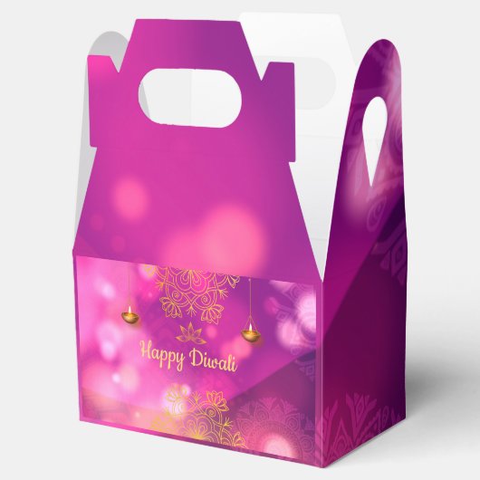 Diwali Lila Gold Mandala Lamps Geschenkschachtel (Geöffnet)