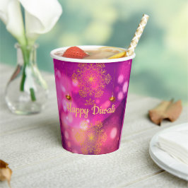 Diwali Lila Gold Mandala Lamps Pappbecher