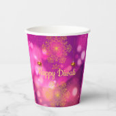 Diwali Lila Gold Mandala Lamps Pappbecher (Vorderseite)