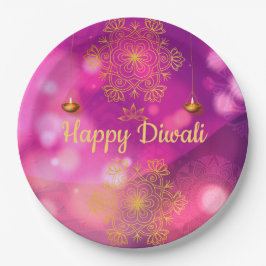 Diwali Lila Gold Mandala Lamps Pappteller