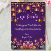 Diwali Lila goldene Leuchtlampen Einladung