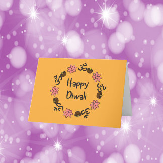 Diwali Lotus Blume Diya Candle Om Orange Dankeskarte