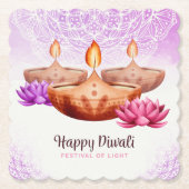 Diwali mit Diya und Rangoli Untersetzer (Vorderseite)
