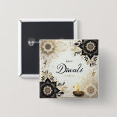 Diwali mit Elegant Floral & Diya Button (Vorne & Hinten)