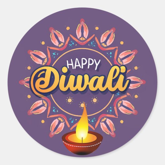 Diwali mit Vertiefung Runder Aufkleber (Vorderseite)