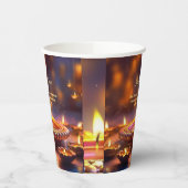 Diwali Orange Brown Golden Lamp Diyas Pappbecher (Links)