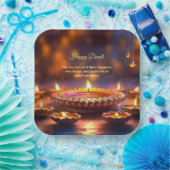 Diwali Orange Brown Golden Lamp Diyas Pappteller (Party)