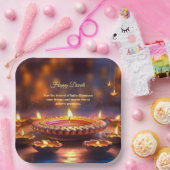 Diwali Orange Brown Golden Lamp Diyas Pappteller (Party)