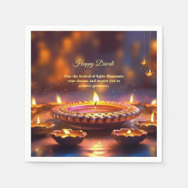 Diwali Orange Brown Golden Lamp Diyas Serviette
