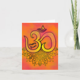 Diwali Orange Om Mandala Card Feiertagskarte