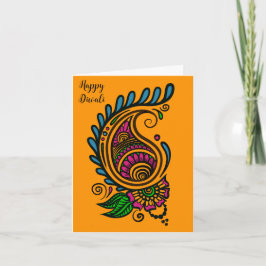 Diwali Orange Paisley Card Feiertagskarte