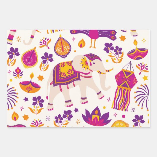 Diwali Packpapier Geschenkpapier Set (Vorderseite)