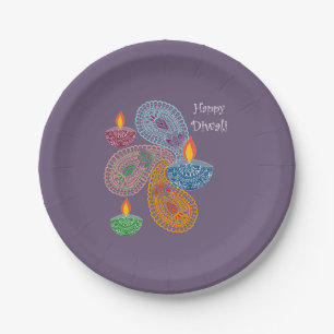 Diwali Paisleys, Lamps Pappteller