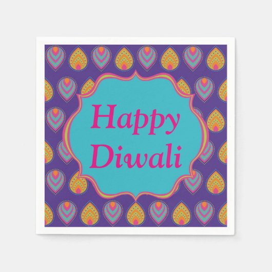 Diwali Paper Napkin in farbenfrohen indischen Must Serviette (Vorderseite)