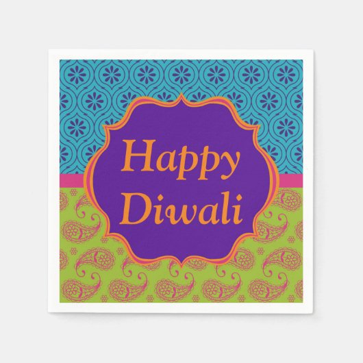 Diwali Paper Napkin in farbenfrohen indischen Must Serviette (Vorderseite)