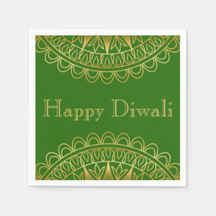 Diwali Paper Napkin in Fuschia & Gold Mandala Serviette