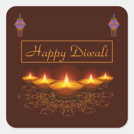 Diwali Quadratischer Aufkleber (Vorderseite)