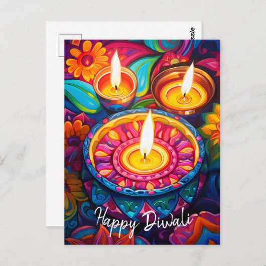 Diwali Radiance: Eine Mischung aus Traditionen Postkarte (Vorne/Hinten)