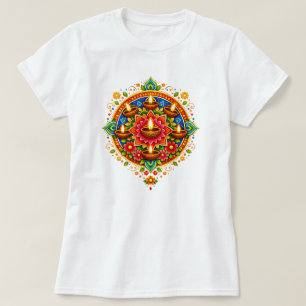 🎆❤️ Diwali Rangoli mit Diya  T-Shirt