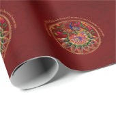 Diwali Red Gold Colorful Peacock Personalisiert Geschenkpapier (Rolleneckpunkt)