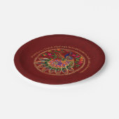 Diwali Red Gold Colorful Peacock Personalisiert Pappteller (Schrägansicht)