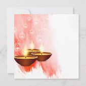 Diwali Red Watercolor mit Diyas Einladung (Rückseite)