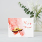 Diwali Red Watercolor mit Diyas Postkarte (Stehend Vorderseite)