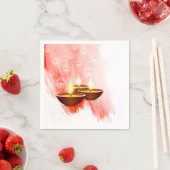 Diwali Red Watercolor mit Diyas Serviette (Beispiel)