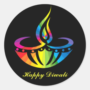 Diwali - Regenbogen-Lampe Runder Aufkleber