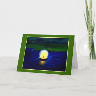 Diwali Single Candle on Green Karte