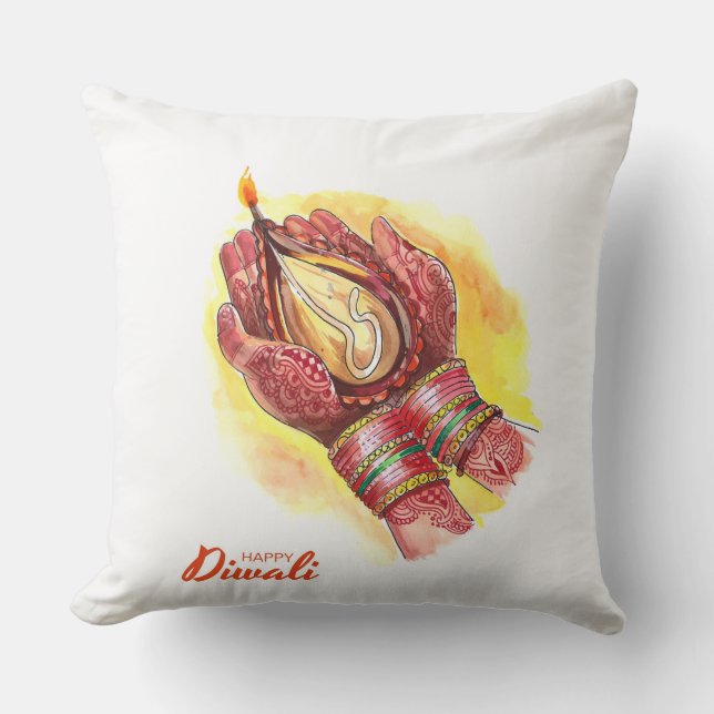 Diwali Throw Pillow Kissen (Vorderseite)