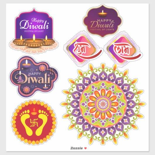 Diwali und rangoli Set Aufkleber (Blatt)